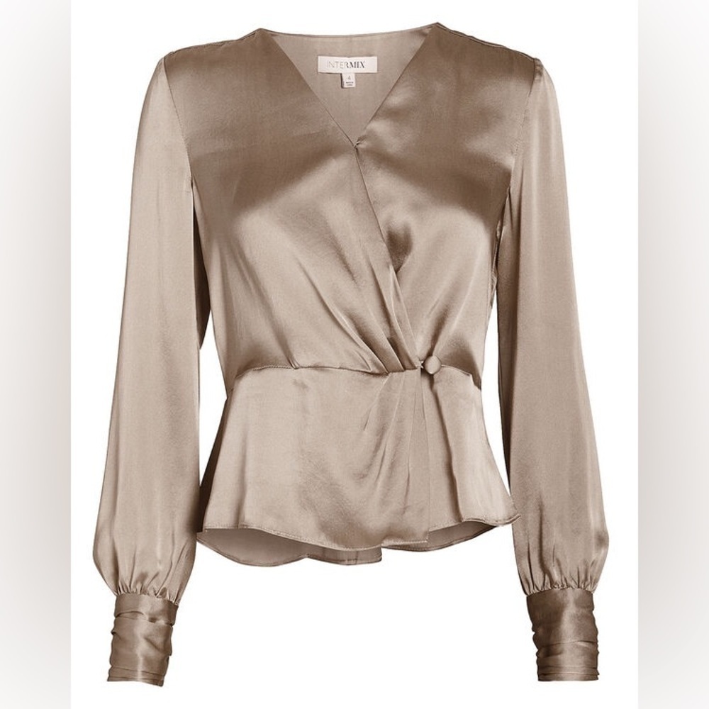 Intermix INTERMIX Naila Silk Wrap Blouse size 2 blush